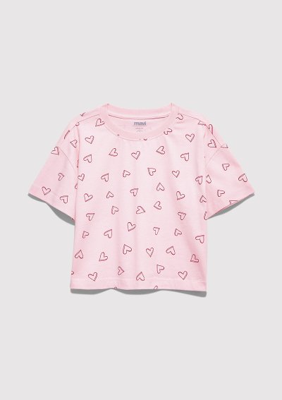 KALP BASKILI TİŞÖRT Tatlı Pembe