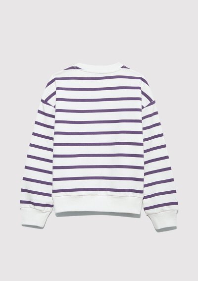 MAVİ LOGO BASKILI ÇİZGİLİ SWEATSHIRT  My